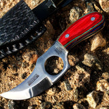 6" Defender Xtreme Skinner Knife with Multi-Color Handle and Leather Sheath