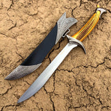 11.5" Stainless Steel Decorative Dagger with Light Brown Wooden Handle and Plastic Sheath