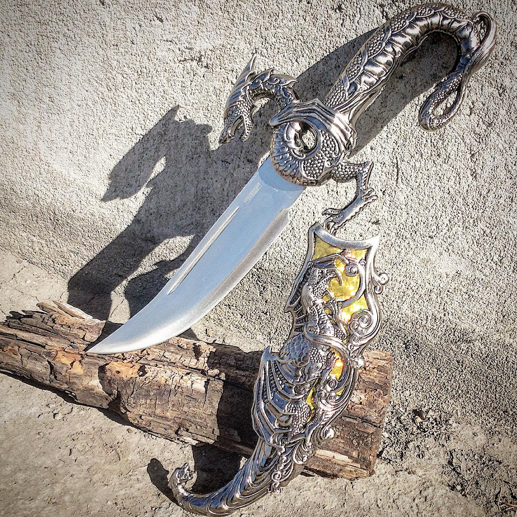 17" Collectible Fantasy Yellow Dragon Dagger