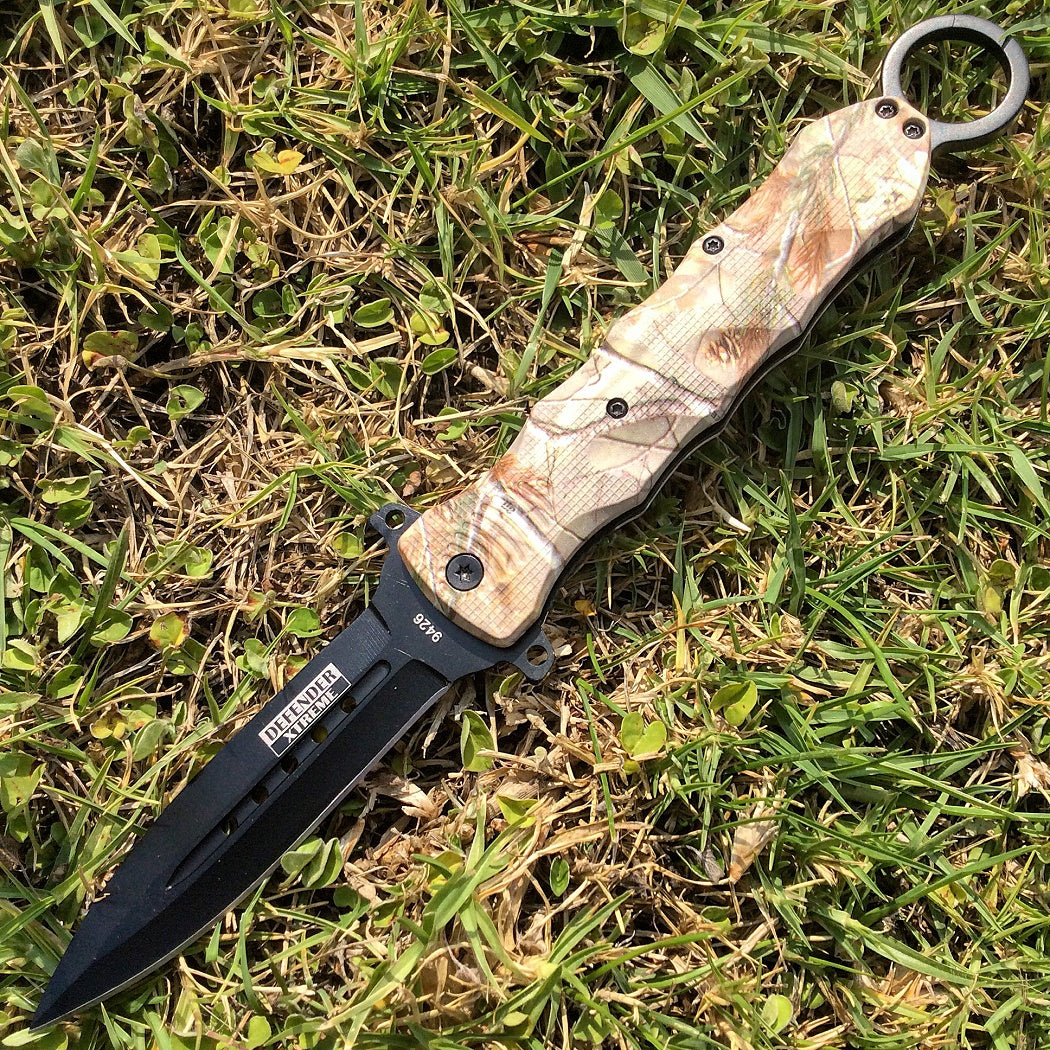 10" Defender Extreme Spring Assisted Camouflage Knife with Stainless Steel Blade