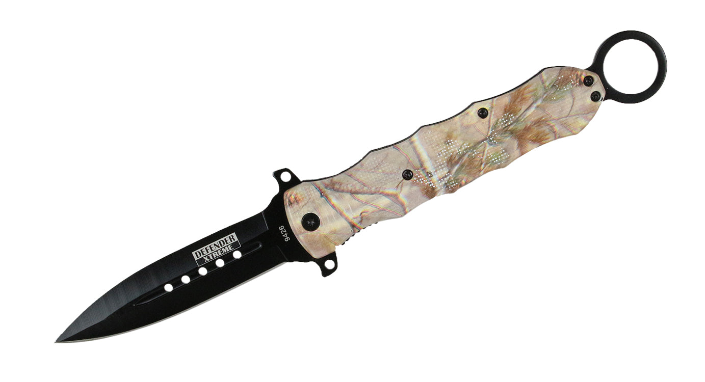 10" Defender Extreme Spring Assisted Camouflage Knife with Stainless Steel Blade