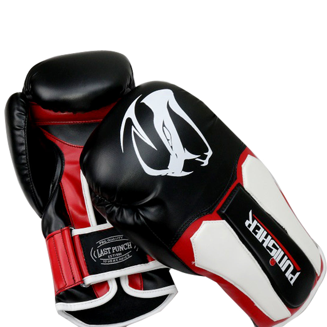 LastPunch 12oz Adult Size  Black and White Viper Detailed Boxing Gloves