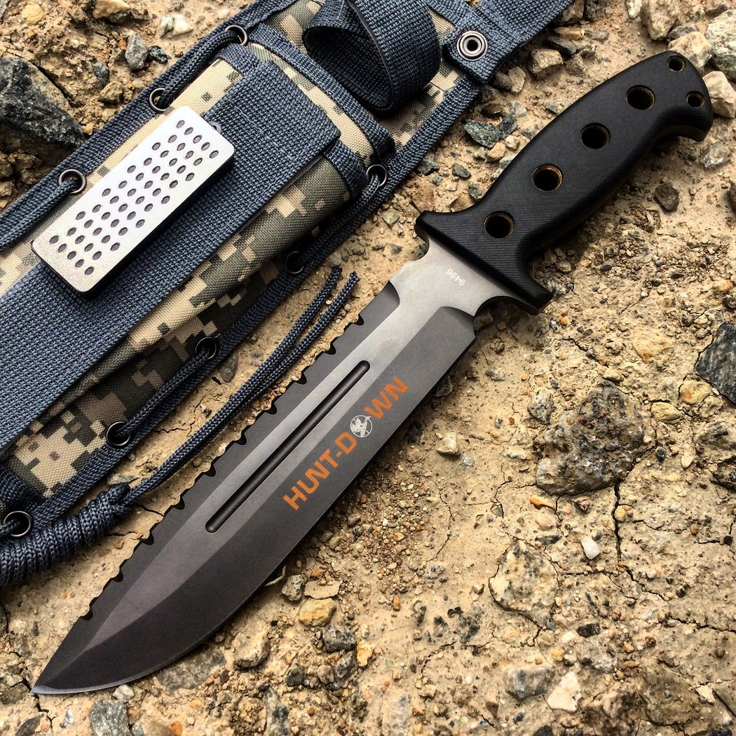 13.5" Huntdown Outdoorsman Survival Knife with Digital Camo Sheath