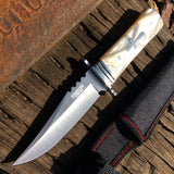 8" Defender Xtreme Fixed Drop Point Blade and White Glossy Handle