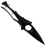 TheBoneEdge 8" Black/White Spring Assisted Tactical Rescue Knife With Belt Clip