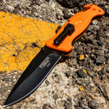 Defender-Xtreme 8" Spring Assisted Knife With Mini LED Flashlight Orange Handle