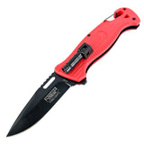Defender-Xtreme 8" Spring Assisted Folding Knife Mini LED Flashlight Red Handle
