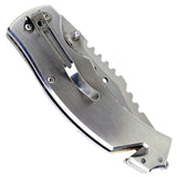 Hunt-Down 8" Spring Assisted Knife Tactical Rescue Pocket Knife - White Swirl Handle