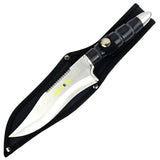 Hunt-Down 12" Hunting Tactical Survival Knife With Sheath - Black Handle