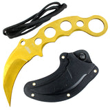 Defender-Xtreme 7.5" Tactical Combat Karambit Knife Full Tang With Sheath - Gold