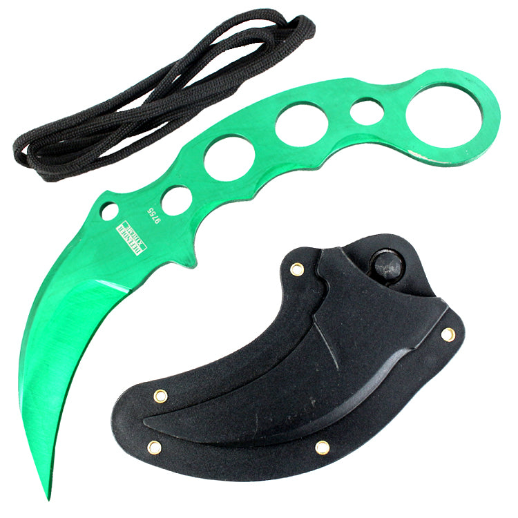 Defender-Xtreme 7.5" Tactical Combat Karambit Knife Full Tang With Sheath - Green