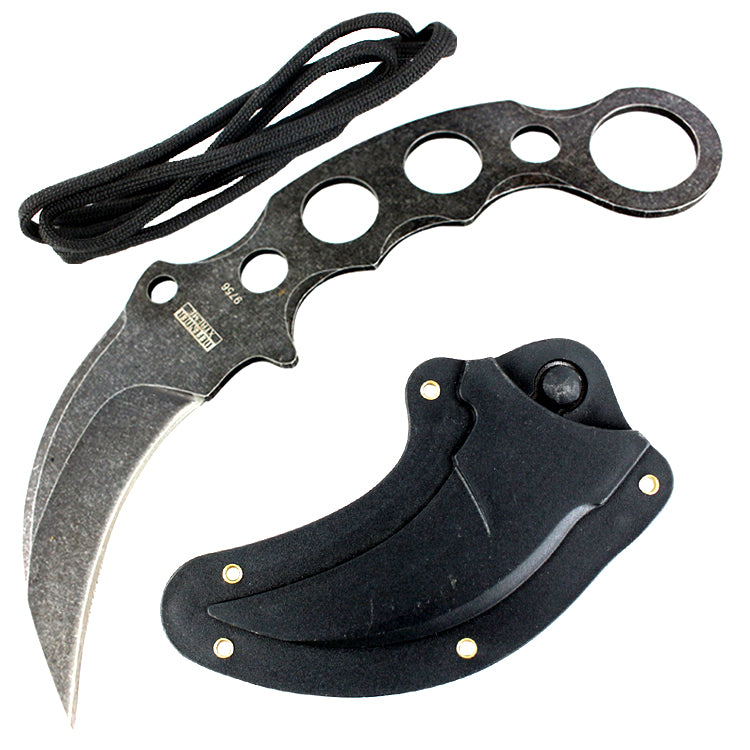 Defender-Xtreme 7.5" Tactical Combat Karambit Knife Full Tang With Sheath - Gray