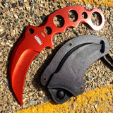 Defender-Xtreme 7.5" Tactical Combat Karambit Knife Full Tang With Sheath - Red