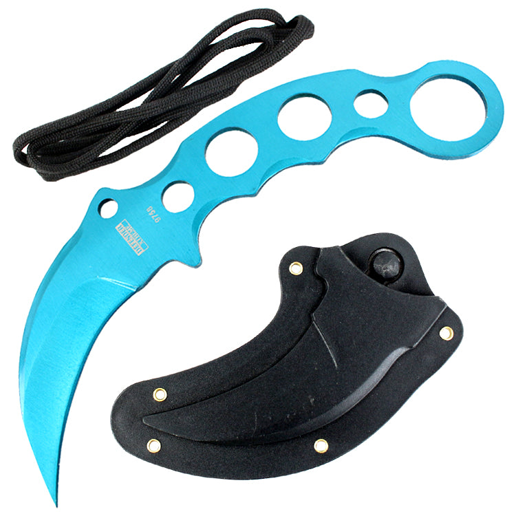 Defender-Xtreme 7.5" Tactical Combat Karambit Knife Full Tang With Sheath - Teal