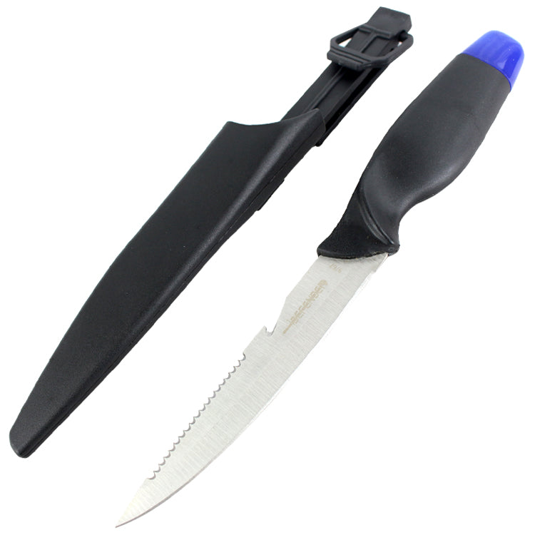 Defender 10.5" Multi Use Blue Utility Knife with Serrated Edge & Sheath