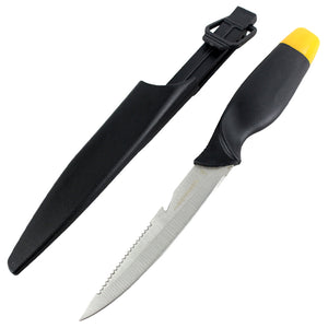 Defender 10.5" Multi Use Yellow Utility Knife with Serrated Edge & Sheath
