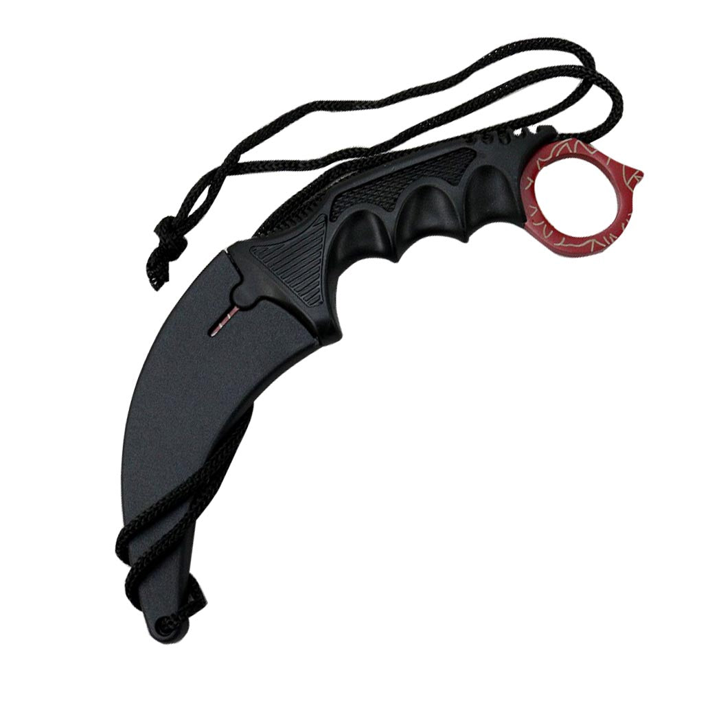 Defender-Xtreme 8" Red Spider Web Steel Tactical Combat Rescue Knife with Sheath