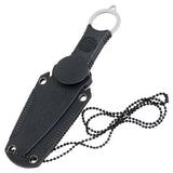 TheBoneEdge 7" Fixed Blade Tactical Survival Neck Knife With Sheath Black Handle