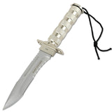 Hunt-Down 12" All Chrome Fixed Blade Survival Knife - Survival Kit & Compass