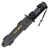 Hunt-Down 12" All Black Fixed Blade Survival Knife - Survival Kit & Compass