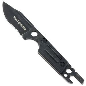 Hunt-Down 9.5" All Black Color Fixed Blade Hunting Knife With Sheath