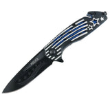 Tactical Team 8.5" Spring Assisted Knife Star & Stripes Handle w/ Seatbelt Cutter