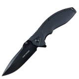 Hunt-Down 9" Drop Point Tip Black Rubber Handle Spring Assisted Folding Knife