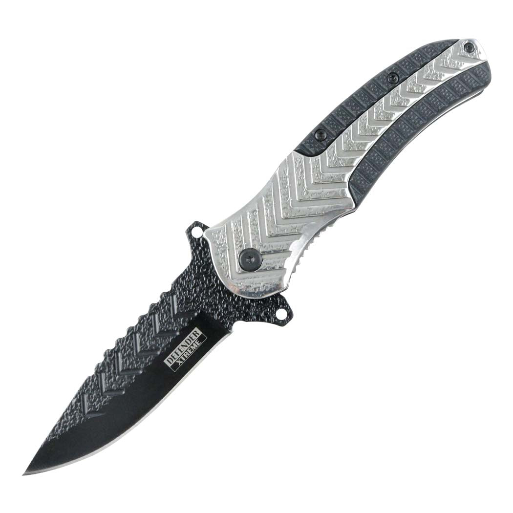 Defender-Xtreme 9" Stainless Steel Spring Assisted Knife Black & Gold Handle