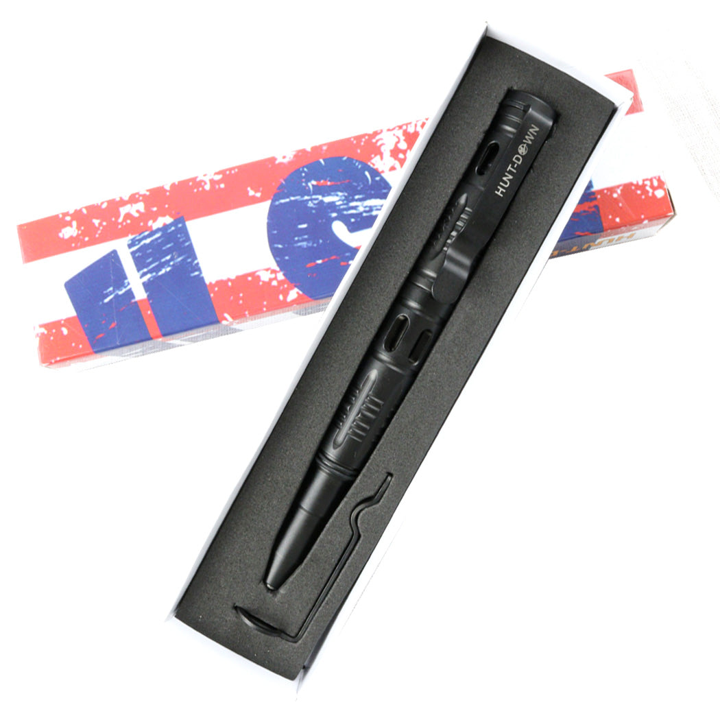 Hunt-Down New Powerful 6" Black Tactical Pen For Self Defense with Glass Breaker