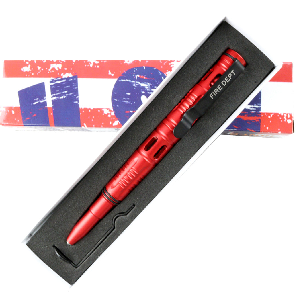 Hunt-Down New 6" Red Fire Dept. Tactical Pen For Self Defense with Glass Breaker