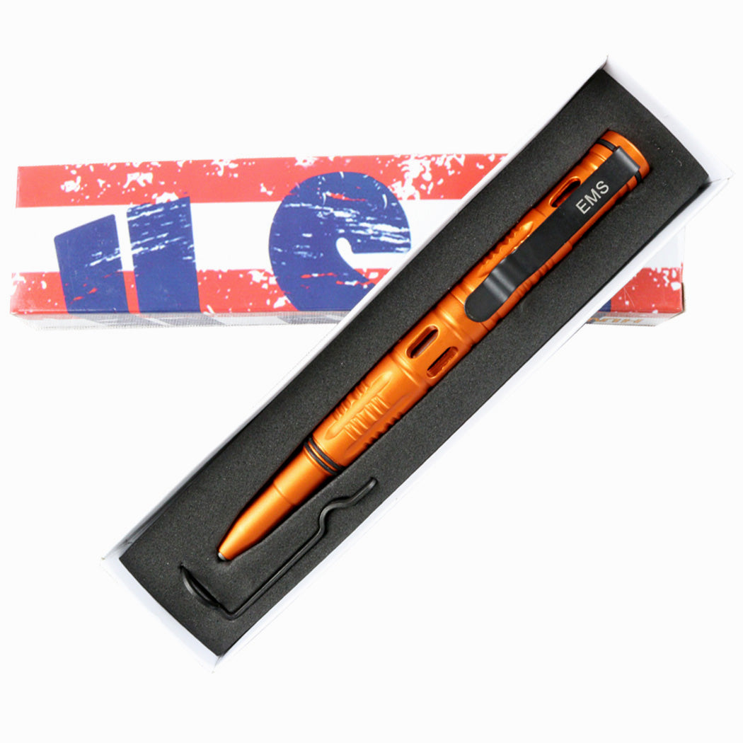 Hunt-Down New 6" Orange EMS Tactical Pen For Self Defense with Glass Breaker