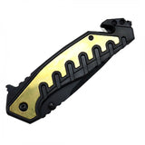 Defender-Xtreme 9" Gold and Black Spring Assisted Folding Knife with Belt Clip