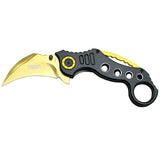 Defender-Xtreme 7" Spring Assisted Gold & Black Handle Skinner Knife Steel Blade