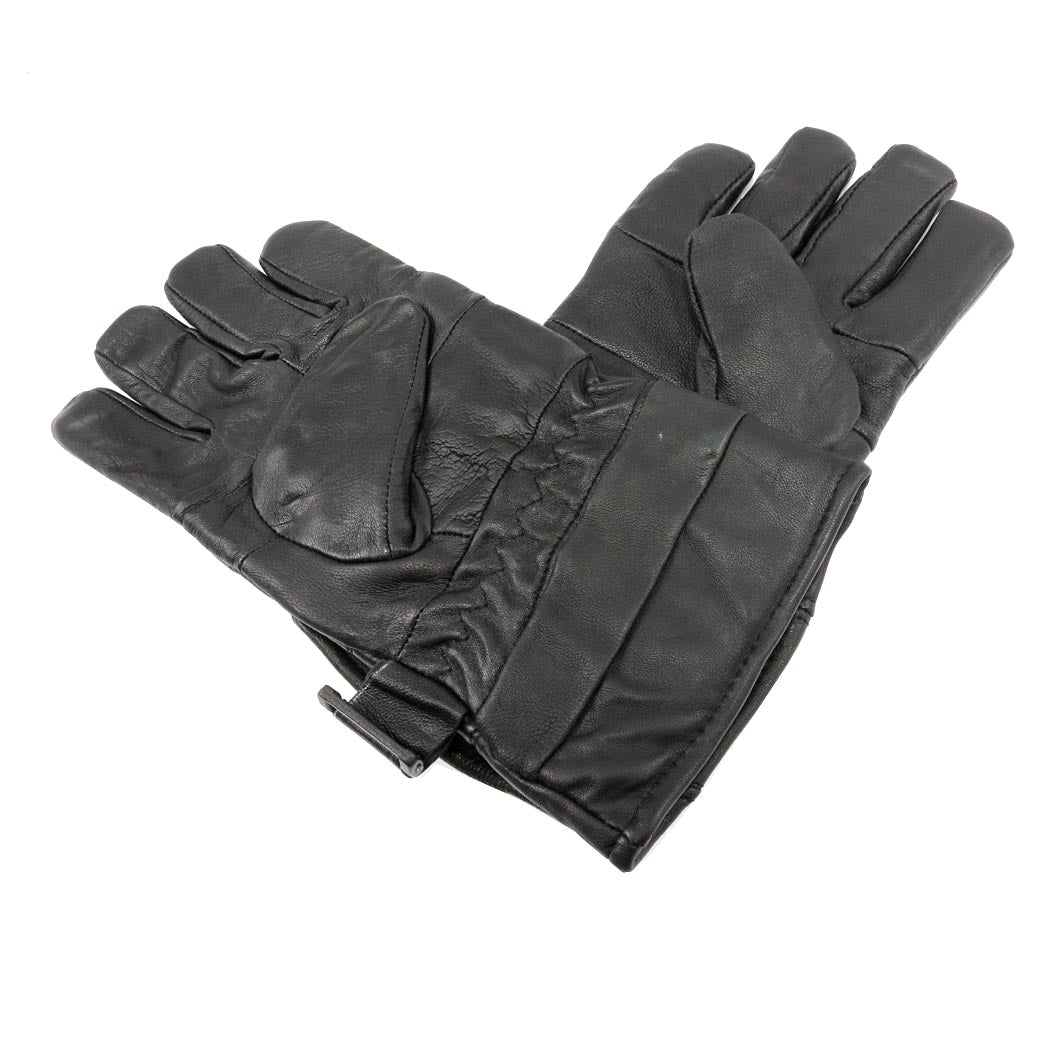 Perrini Motorcycle Gloves Leather Biker Gloves Velcro Strap Black Color