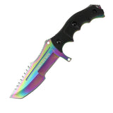 Hunt-Down Series 9.5" Hunting Knife Multi Rainbow Color Full Tang Blade