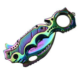 8.5" Hunt-Down Spring Assisted Folding Knife Rainbow color
