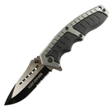 Hunt-Down 8.5" Silver & Black Folding Spring Assisted Knife Stainless 3CR13 Steel
