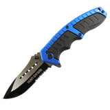 Hunt-Down 8.5" Blue & Black Folding Spring Assisted Knife Stainless 3CR13 Steel