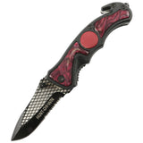 Hunt-Down 8" Red & Black Folding Tactical Knife Spring Assisted Stainless 3CR13 Steel
