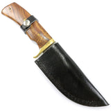 9.5" Defender Xtreme Full Tang Hunting Knife with Real Wood Handle and Leather Sheath