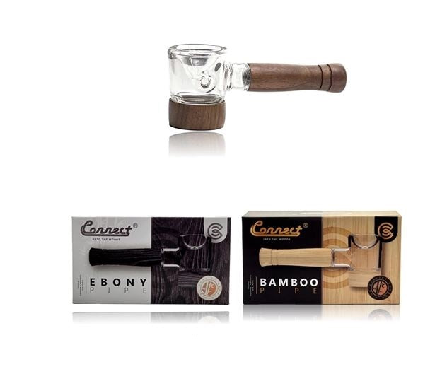 CONNECT BRAND -WOOD/GLASS HAND PIPE