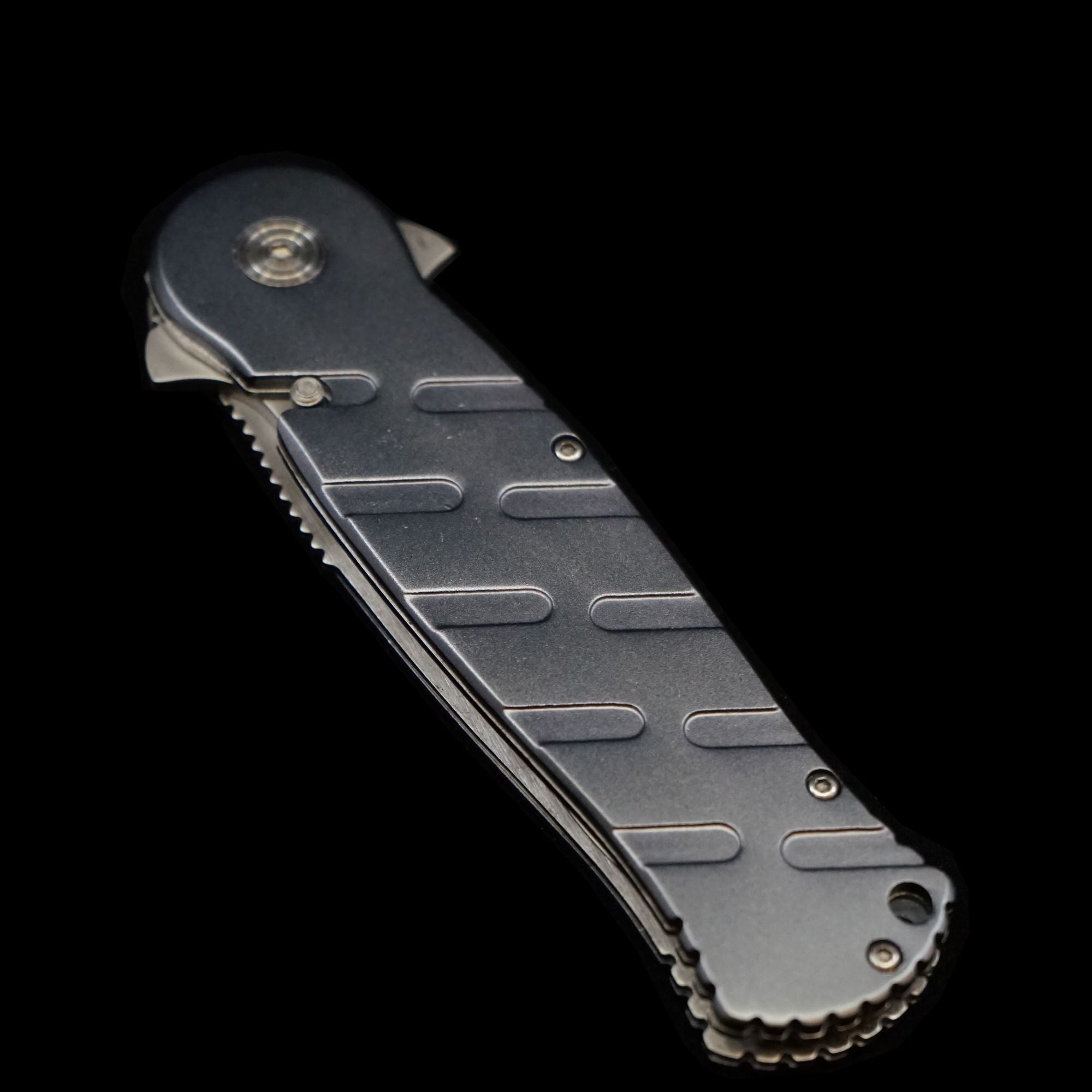 Heavy Metal Smooth Alternating Lines Switchblade Knife