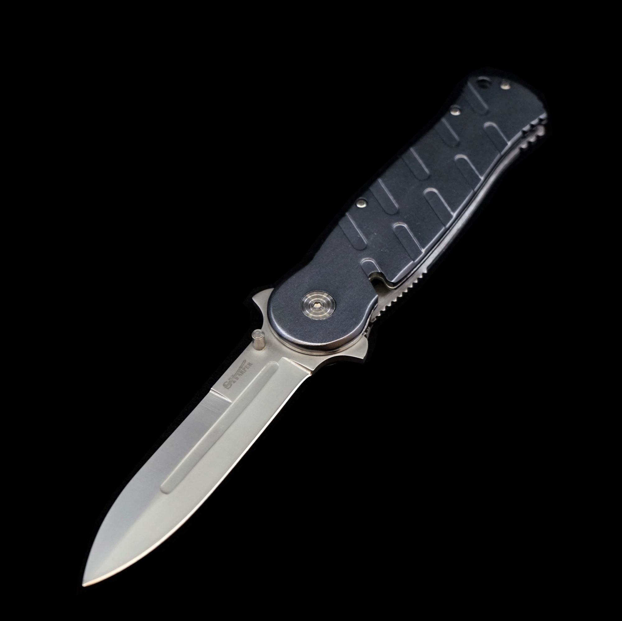 Heavy Metal Smooth Alternating Lines Switchblade Knife