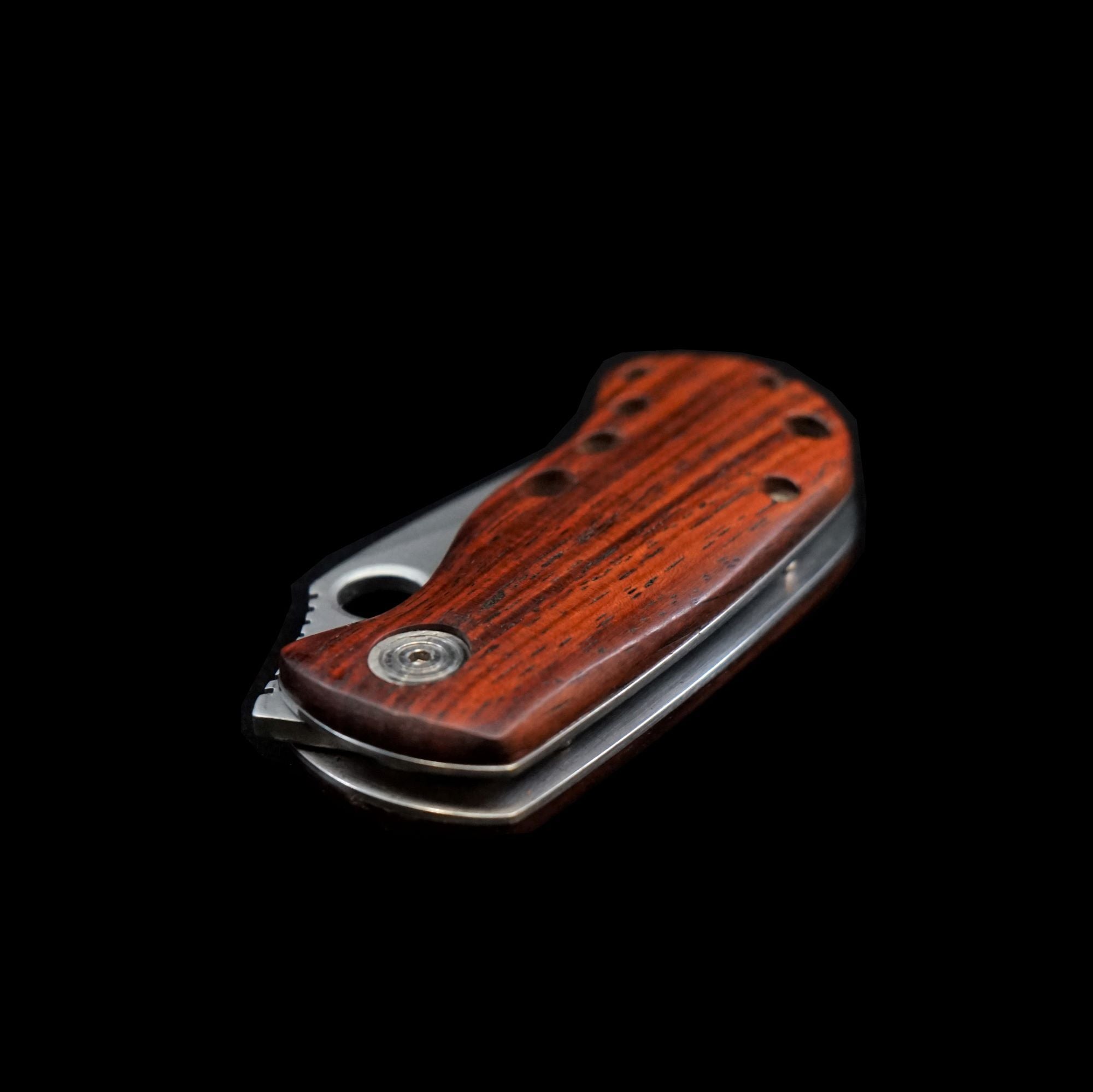 Mini Safety Locking Blade Cherry Wood Knife