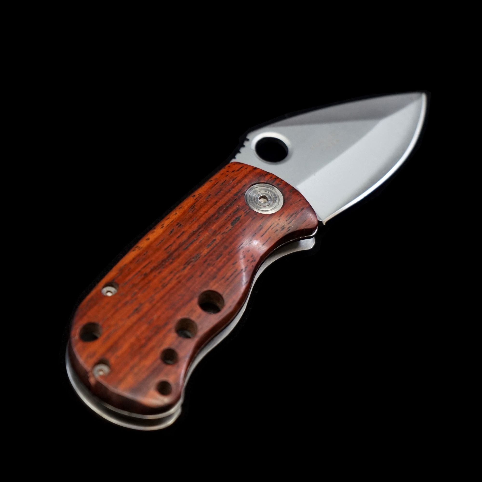 Mini Safety Locking Blade Cherry Wood Knife