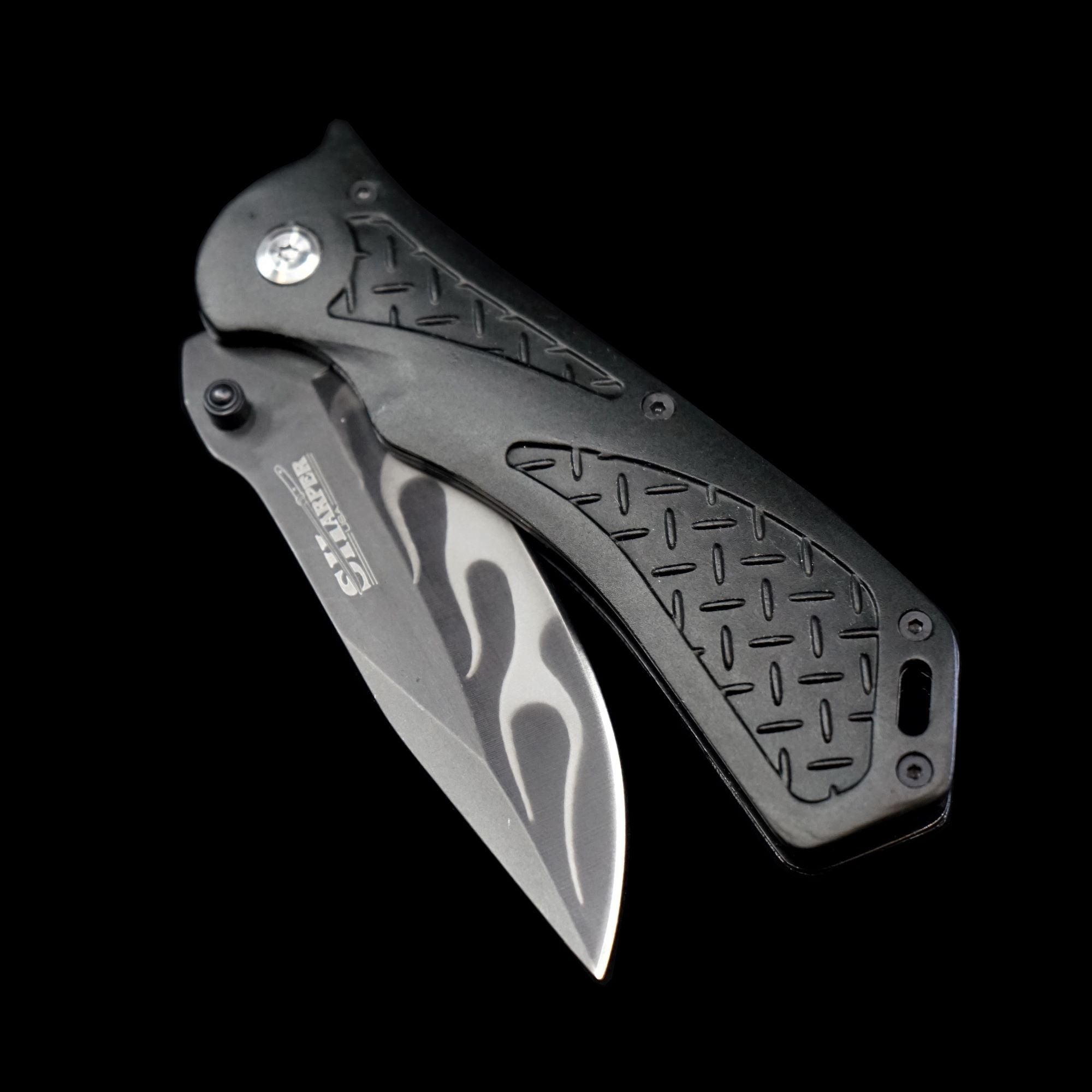 Industrial Steel Print Flame Blade Knife