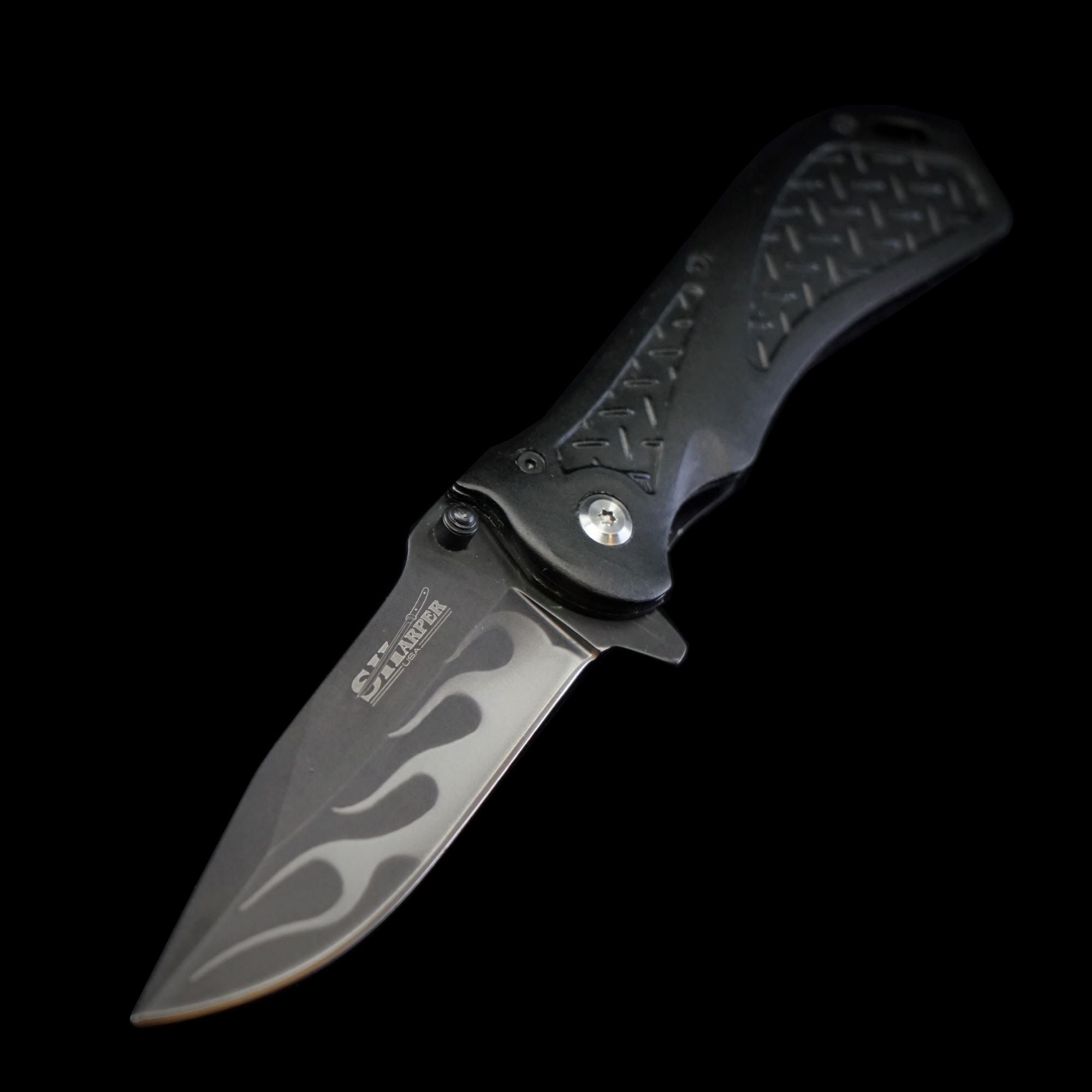 Industrial Steel Print Flame Blade Knife