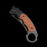 Wooden Textured Grip Spring Assisted Knife