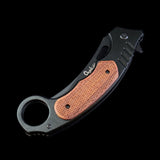 Wooden Textured Grip Spring Assisted Knife