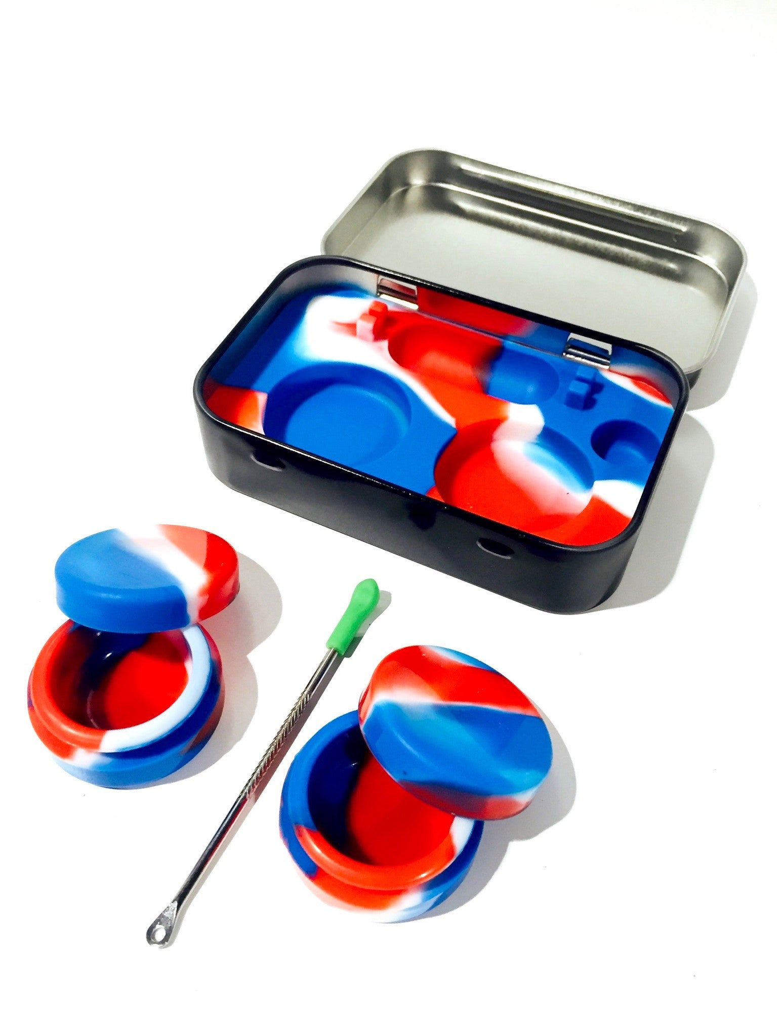 Tin Case Silicone Container w/ Dab Tool